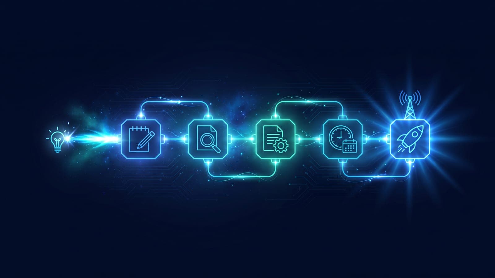 Automated content pipeline moving from draft to published post