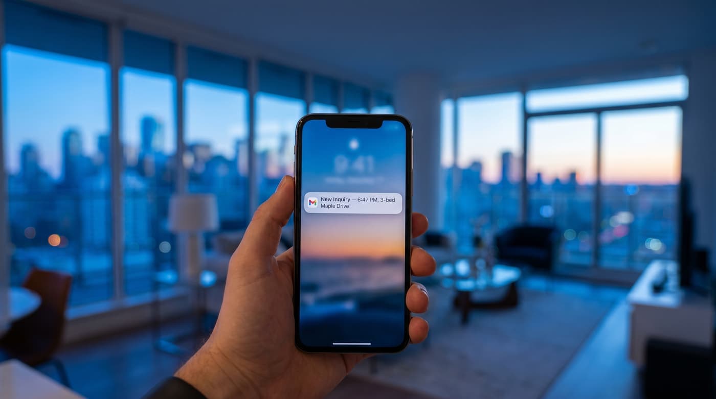 Modern real estate property with digital overlays