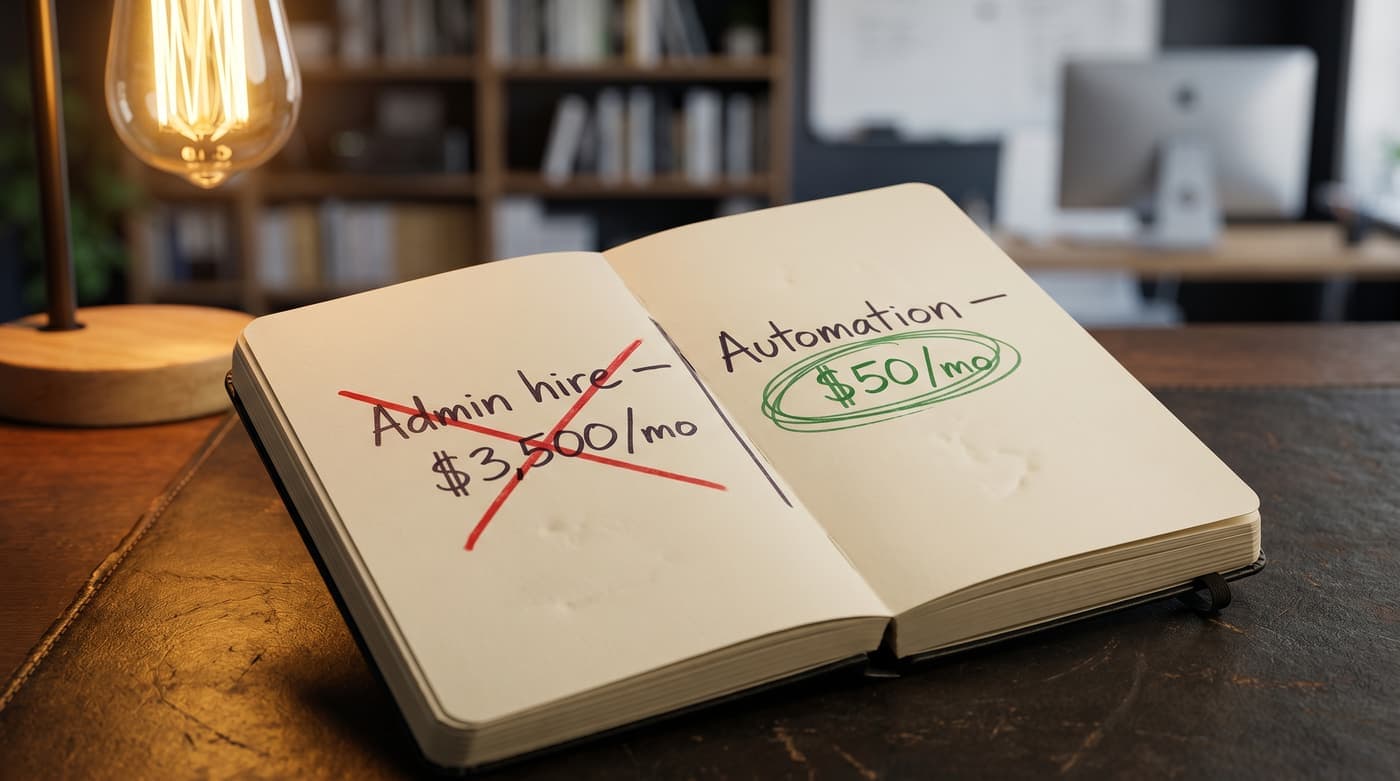 A startup founder reviewing a lean automation workflow